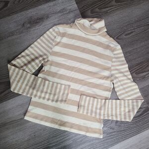 Madewell Rib Stripe Long Sleeve Turtleneck Top M